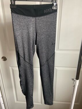Nike Dark Gray Marled Workout Leggings with Black Waistband